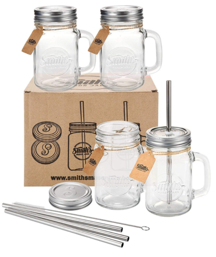 mason jars with straws