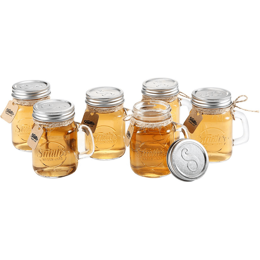 Mini Mason Jar Shot Glasses Set of 6 Shot Glasses 120 ml Each, Great for  Food Storage, Canning, Shot Glasses, and with a Great Gift tag Great for  Presents and Wedding Favors