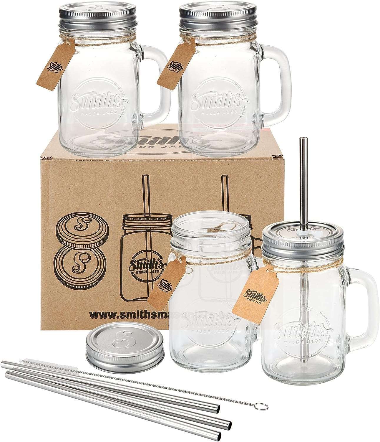 luium Mason Jars with Handle - 4 Pack 24oz mason jar drinking glasses with  lid and straw, Mason Jar …See more luium Mason Jars with Handle - 4 Pack
